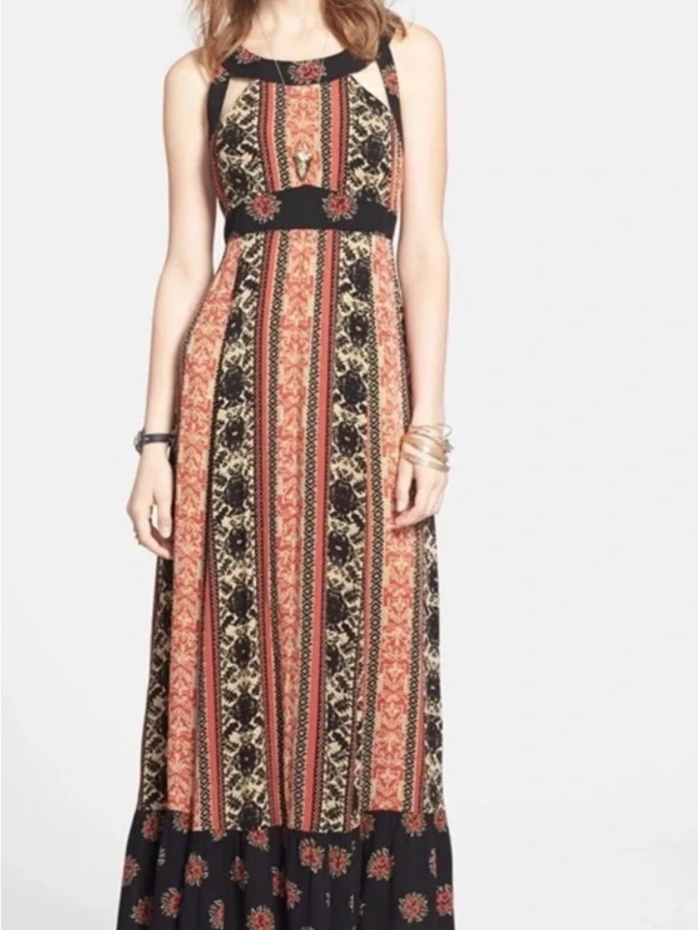 Free People You Made My Day Boho Cut Out Maxi Dress Boho Fall Vibes